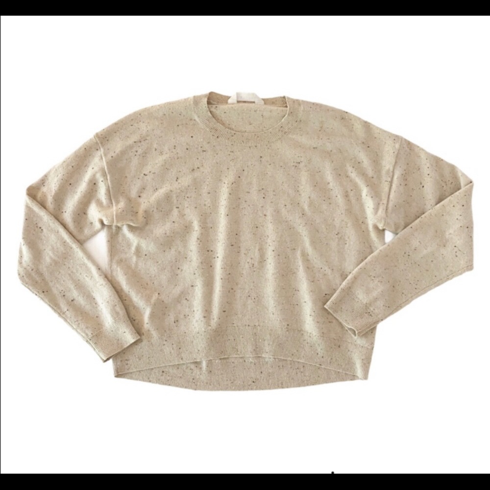 Everlane Cashmere Crewneck Tan Sweater Speckle